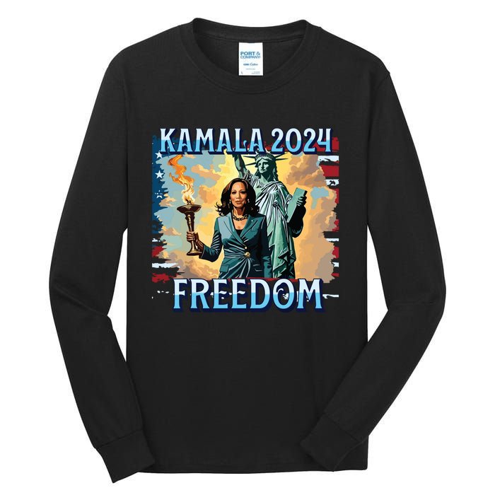 Kamala Harris 2024 For President Campaign Lady Liberty Torch Tall Long Sleeve T-Shirt