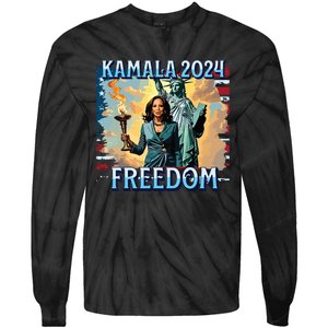 Kamala Harris 2024 For President Campaign Lady Liberty Torch Tie-Dye Long Sleeve Shirt