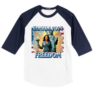 Kamala Harris 2024 For President Campaign Lady Liberty Torch Baseball Sleeve Shirt