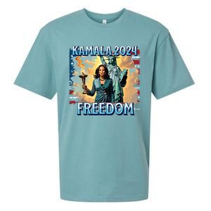 Kamala Harris 2024 For President Campaign Lady Liberty Torch Sueded Cloud Jersey T-Shirt