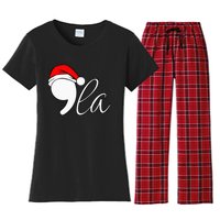 Kamala Harris 2024 Santa Hat Comma La Funny Christmas Pajama Premium Women's Flannel Pajama Set