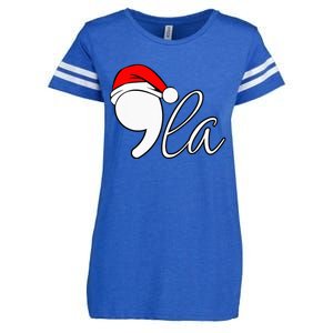 Kamala Harris 2024 Santa Hat Comma La Funny Christmas Pajama Premium Enza Ladies Jersey Football T-Shirt