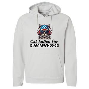 Kamala Harris 2024 Cat Lady Voting Cats Feminine Performance Fleece Hoodie