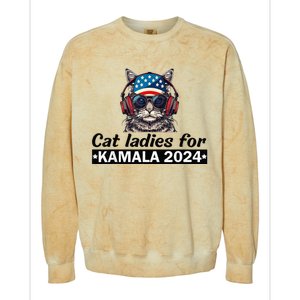 Kamala Harris 2024 Cat Lady Voting Cats Feminine Colorblast Crewneck Sweatshirt