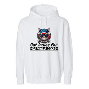 Kamala Harris 2024 Cat Lady Voting Cats Feminine Garment-Dyed Fleece Hoodie