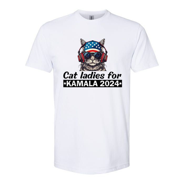 Kamala Harris 2024 Cat Lady Voting Cats Feminine Softstyle CVC T-Shirt