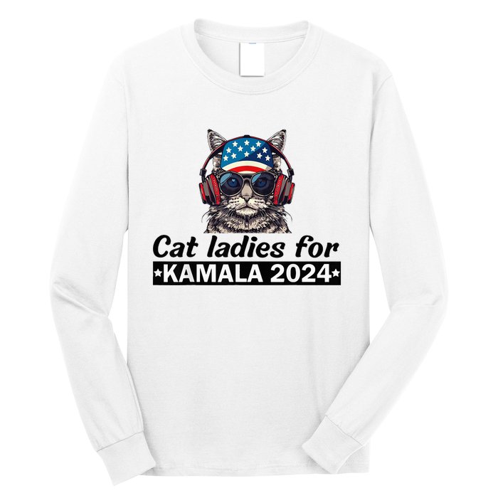 Kamala Harris 2024 Cat Lady Voting Cats Feminine Long Sleeve Shirt