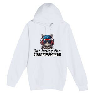 Kamala Harris 2024 Cat Lady Voting Cats Feminine Premium Pullover Hoodie