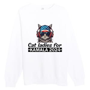 Kamala Harris 2024 Cat Lady Voting Cats Feminine Premium Crewneck Sweatshirt