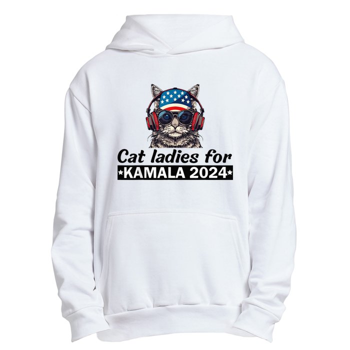 Kamala Harris 2024 Cat Lady Voting Cats Feminine Urban Pullover Hoodie