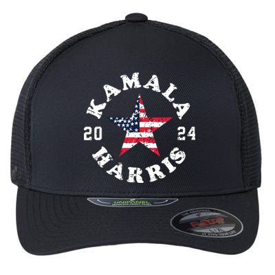 Kamala Harris 2024 President American Flag Vote Kamala Flexfit Unipanel Trucker Cap