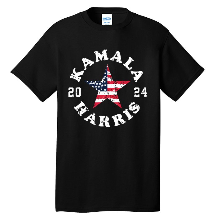 Kamala Harris 2024 President American Flag Vote Kamala Tall T-Shirt