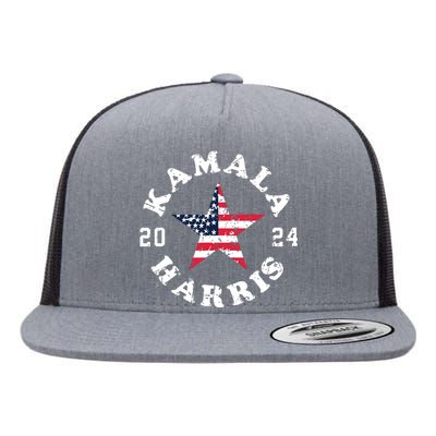 Kamala Harris 2024 President American Flag Vote Kamala Flat Bill Trucker Hat