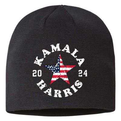 Kamala Harris 2024 President American Flag Vote Kamala Sustainable Beanie