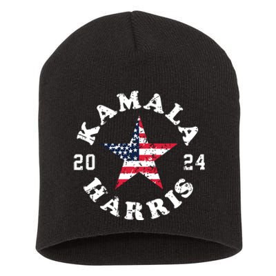 Kamala Harris 2024 President American Flag Vote Kamala Short Acrylic Beanie