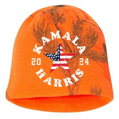 Kamala Harris 2024 President American Flag Vote Kamala Kati - Camo Knit Beanie