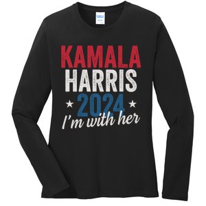 Kamala Harris 2024 Support IM With Her Kamala Harris 2024 Ladies Long Sleeve Shirt