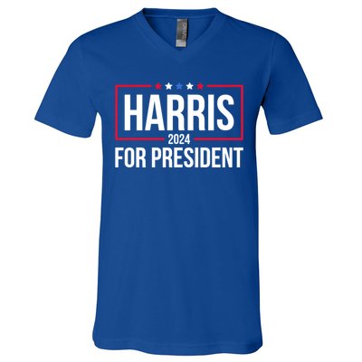 Kamala Harris 2024 Us Flag Democratic President Gift V-Neck T-Shirt