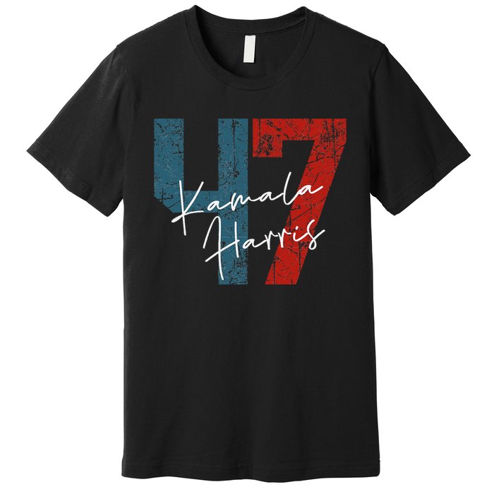 Kamala Harris 2024 47th President Save Democracy Us Flag Premium T-Shirt