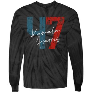 Kamala Harris 2024 47th President Save Democracy Us Flag Tie-Dye Long Sleeve Shirt