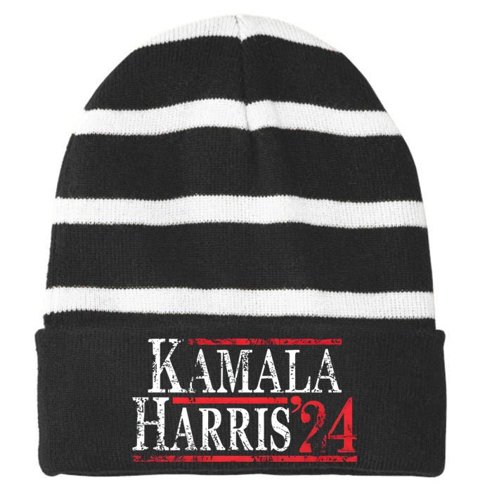 Kamala Harris 2024 For President Campaign Striped Beanie with Solid Band