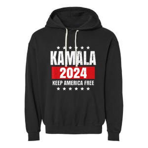 Kamala Harris 2024 Keep America Free Pro Kamala 2024 Garment-Dyed Fleece Hoodie