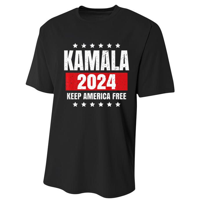 Kamala Harris 2024 Keep America Free Pro Kamala 2024 Performance Sprint T-Shirt