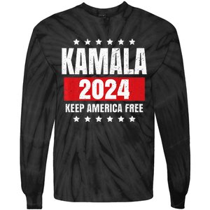 Kamala Harris 2024 Keep America Free Pro Kamala 2024 Tie-Dye Long Sleeve Shirt