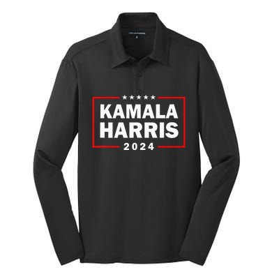 Kamala Harris 2024 Retro Usa Political President Election Silk Touch Performance Long Sleeve Polo