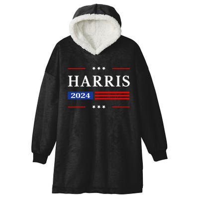 Kamala Harris 2024 Harris 2024 For President American Flag Hooded Wearable Blanket