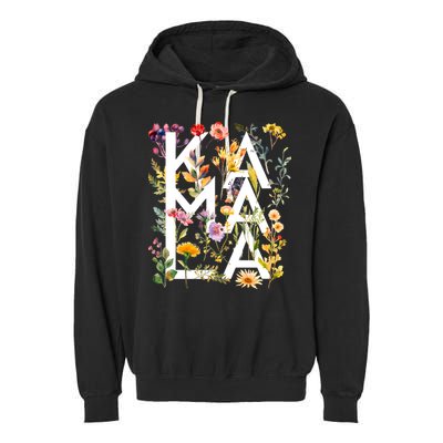 Kamala Harris 2024 Election Floral Flowers Garment-Dyed Fleece Hoodie