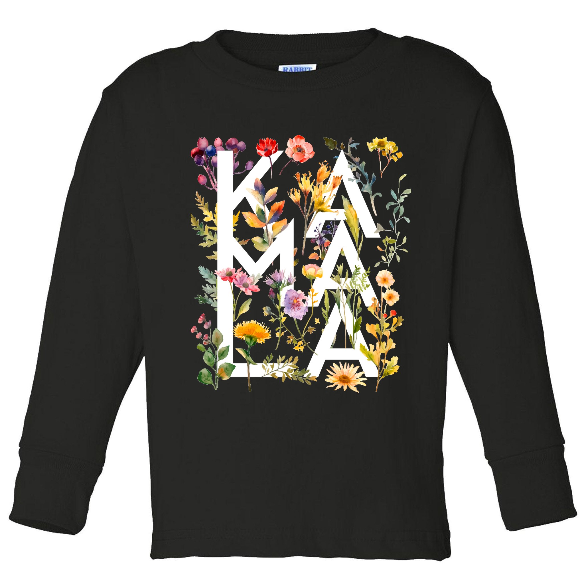 Kamala Harris 2024 Election Floral Flowers Toddler Long Sleeve Shirt