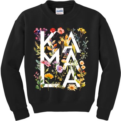 Kamala Harris 2024 Election Floral Flowers Kids Sweatshirt