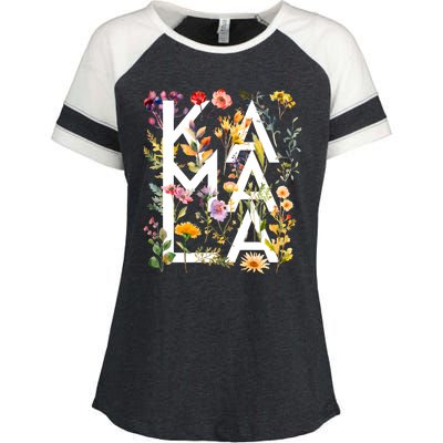 Kamala Harris 2024 Election Floral Flowers Enza Ladies Jersey Colorblock Tee