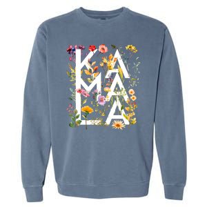 Kamala Harris 2024 Election Floral Flowers Garment-Dyed Sweatshirt