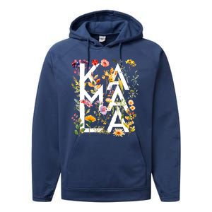 Kamala Harris 2024 Election Floral Flowers Performance Fleece Hoodie