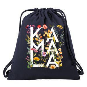 Kamala Harris 2024 Election Floral Flowers Drawstring Bag