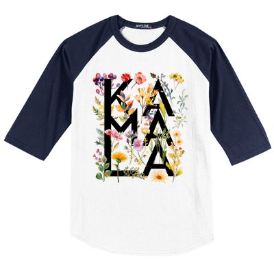 Kamala Harris 2024 Election Floral Flowers Baseball Sleeve Shirt