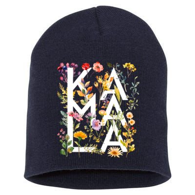 Kamala Harris 2024 Election Floral Flowers Short Acrylic Beanie