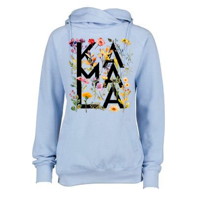 Kamala Harris 2024 Election Floral Flowers Womens Funnel Neck Pullover Hood