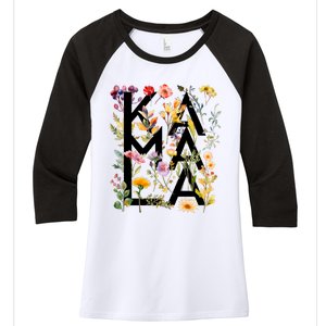 Kamala Harris 2024 Election Floral Flowers Women's Tri-Blend 3/4-Sleeve Raglan Shirt