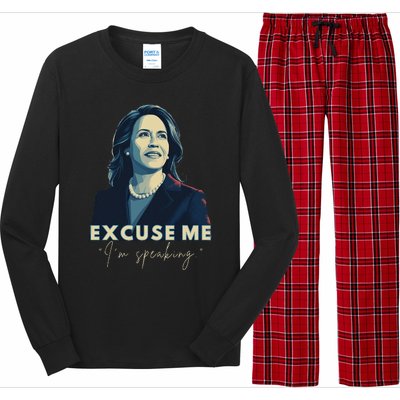 Kamala Harris 2024 Excuse Me IM Speaking Funny Saying Long Sleeve Pajama Set