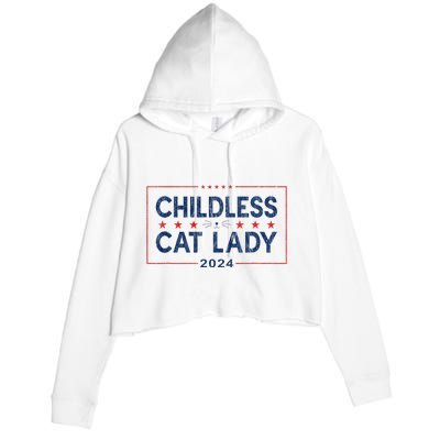 Kamala Harris 2024 For President Election Childless Cat Lady Crop Fleece Hoodie