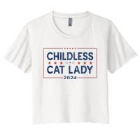 Kamala Harris 2024 For President Election Childless Cat Lady Women's Crop Top Tee