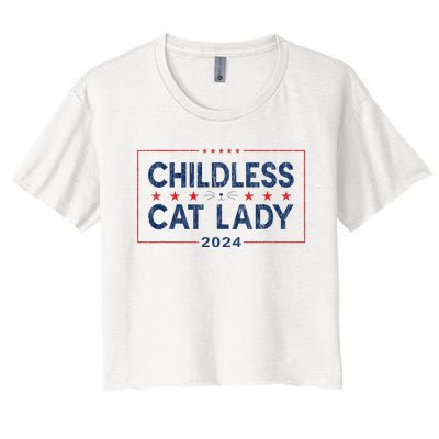 Kamala Harris 2024 For President Election Childless Cat Lady Women's Crop Top Tee