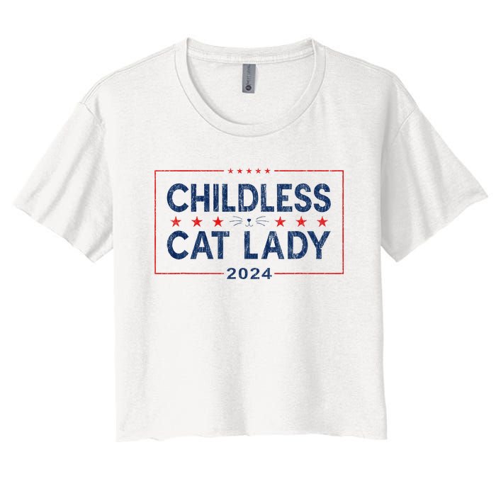 Kamala Harris 2024 For President Election Childless Cat Lady Women's Crop Top Tee