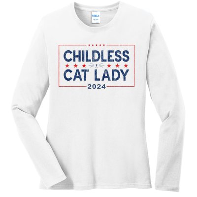 Kamala Harris 2024 For President Election Childless Cat Lady Ladies Long Sleeve Shirt