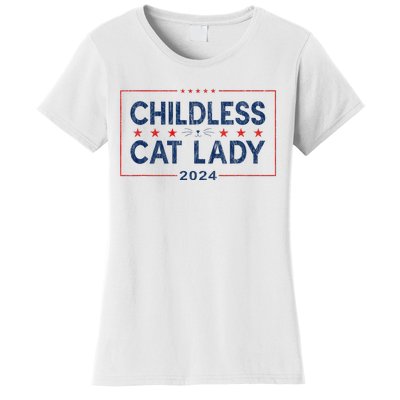 Kamala Harris 2024 For President Election Childless Cat Lady Women's T-Shirt