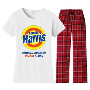 Kamala Harris 2024 Removes Stubborn Orange Stains Funny Vote Women's Flannel Pajama Set