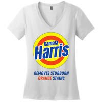 Kamala Harris 2024 Removes Stubborn Orange Stains Funny Vote Women's V-Neck T-Shirt